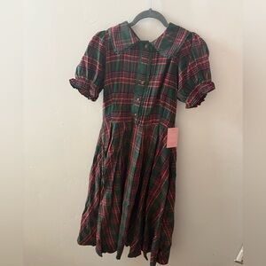Ivy City Co Green and Red Plaid Midi Dress